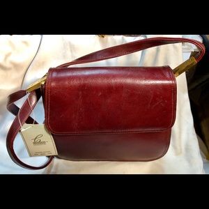 New Italian Burgundy Leather Shoulder Bag, Coletta